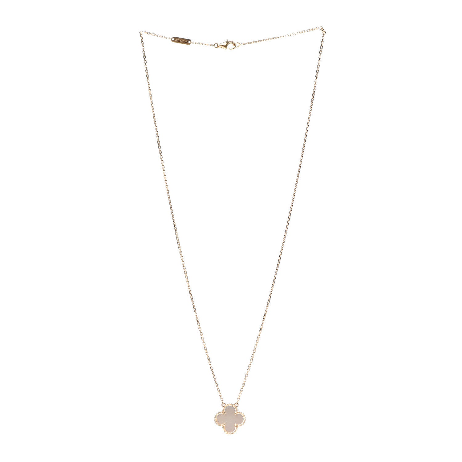 Van Cleef & Arpels 18K Yellow Gold Mother of Pearl Vintage Alhambra Pendant Necklace 3 of 7