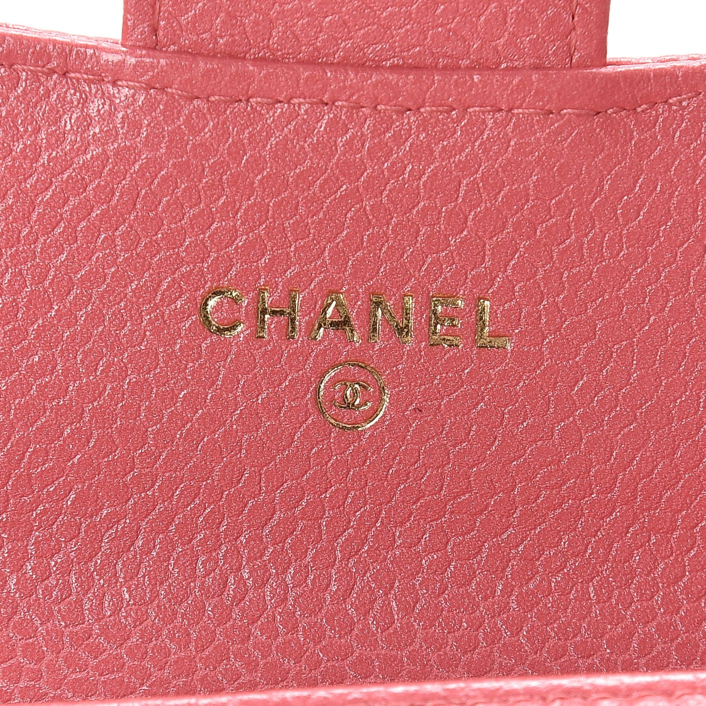 Metallic Caviar Quilted Flap Card Holder Pink