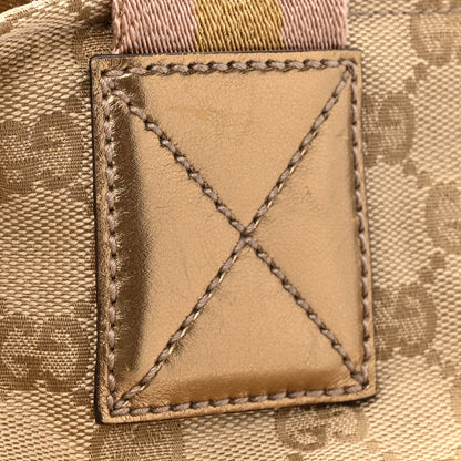 Gucci GG Monogram Large Web Handle Bucket Tote Gold 13 of 15