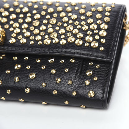Alexander McQueen Calfskin Studded Skull Wallet on Chain Black 6 of 11