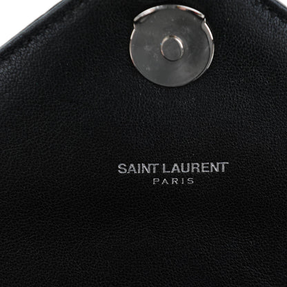 Saint Laurent Sheepskin Matelasse Chevron Monogram Medium College Bag Black 6 of 7
