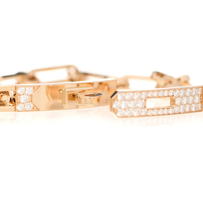 Hermes 18K Yellow Gold Diamond Pave PM Kelly Chaine Bracelet ST 4 of 5