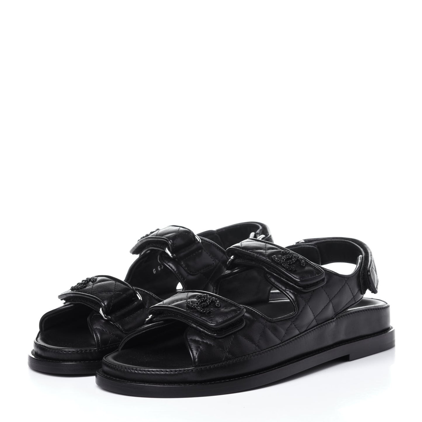Lambskin Velcro Dad Sandals 37 Black