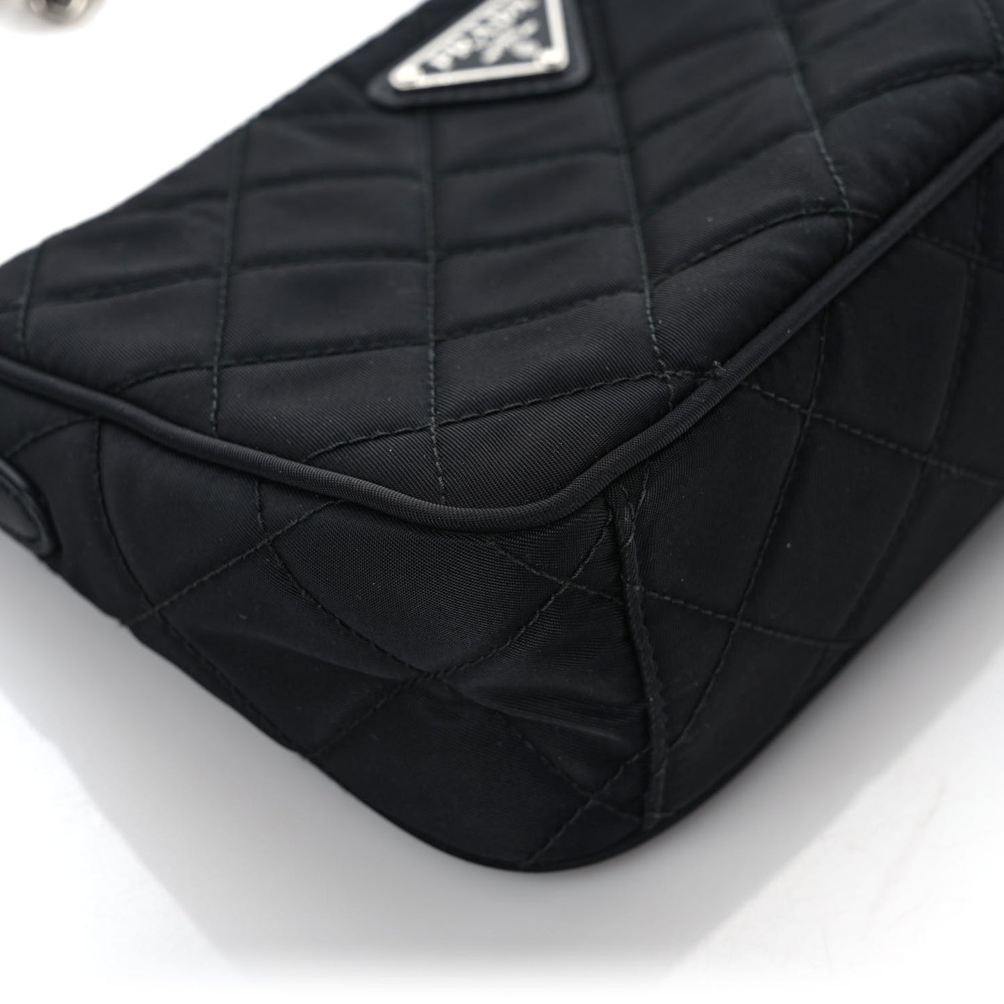 Nylon Tessuto Impuntu Quilted Crossbody Bag Black