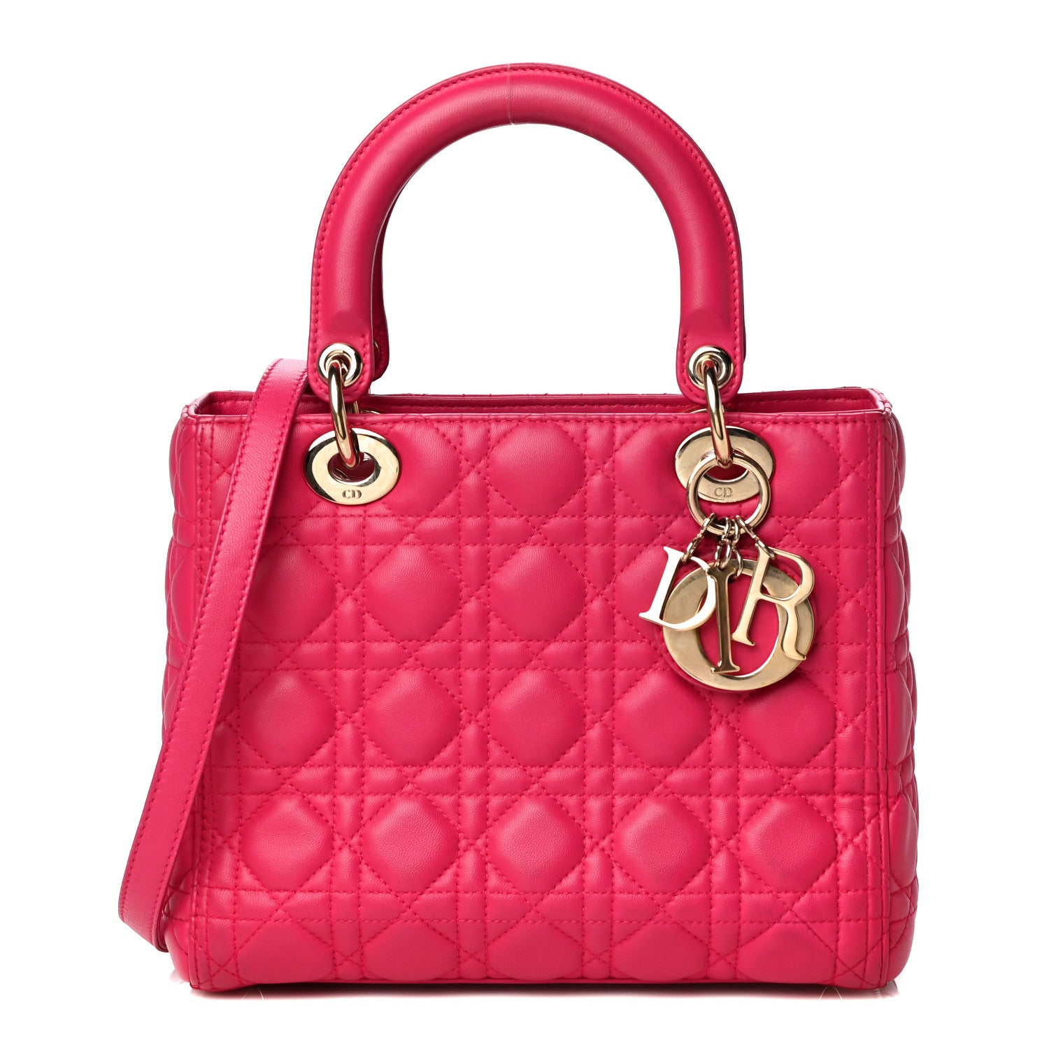 Christian Dior Lambskin Cannage Medium Lady Dior Pink 1 of 21