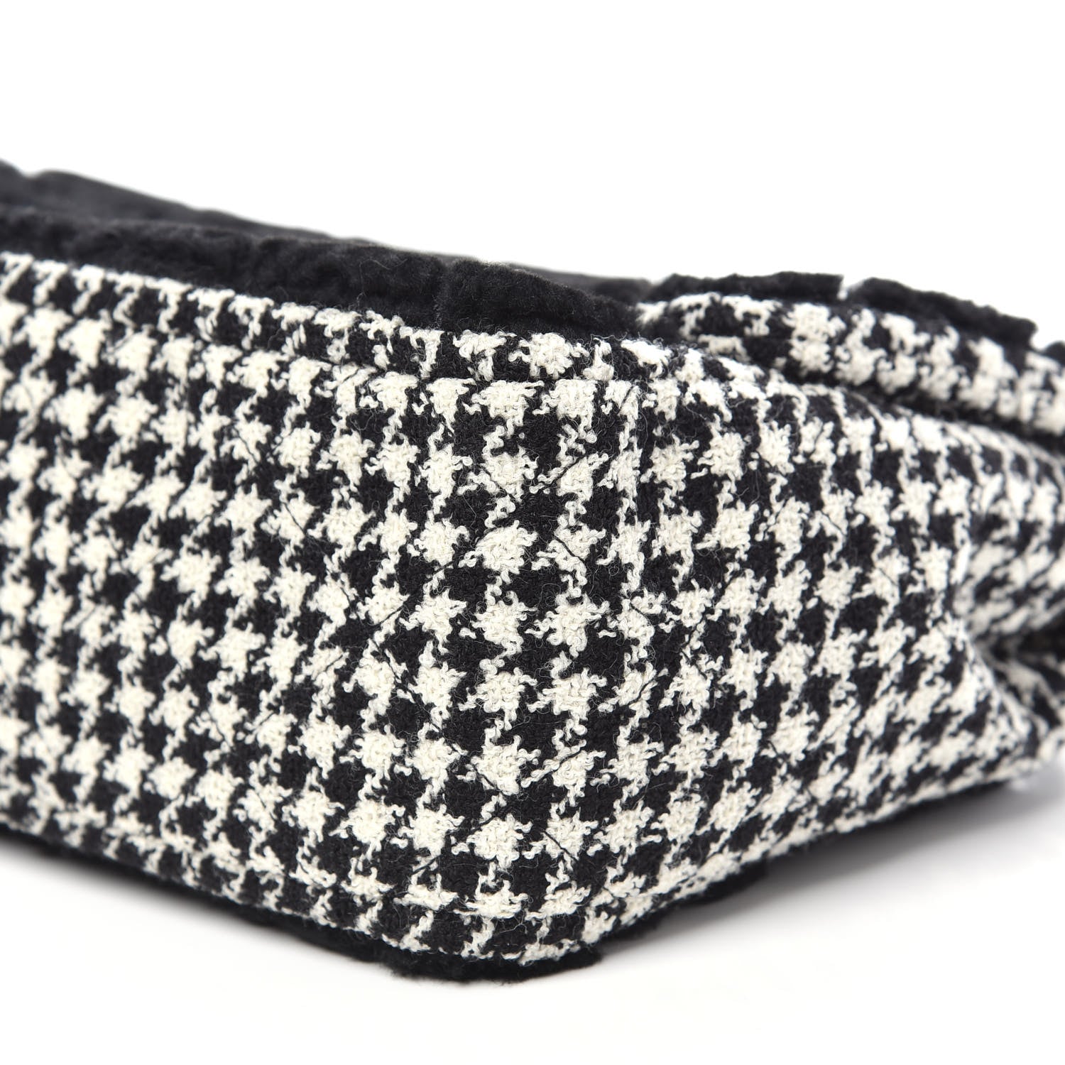 Chanel Shearling Tweed Jumbo Single Flap Black White 702776