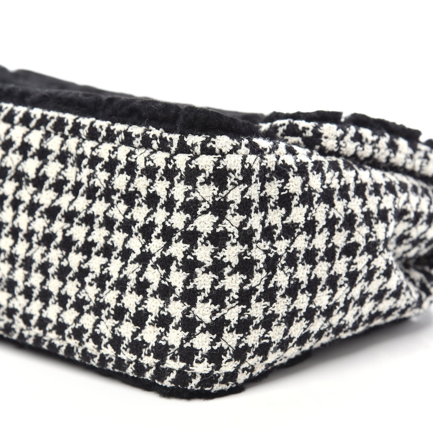 Shearling Tweed Jumbo Single Flap Black White