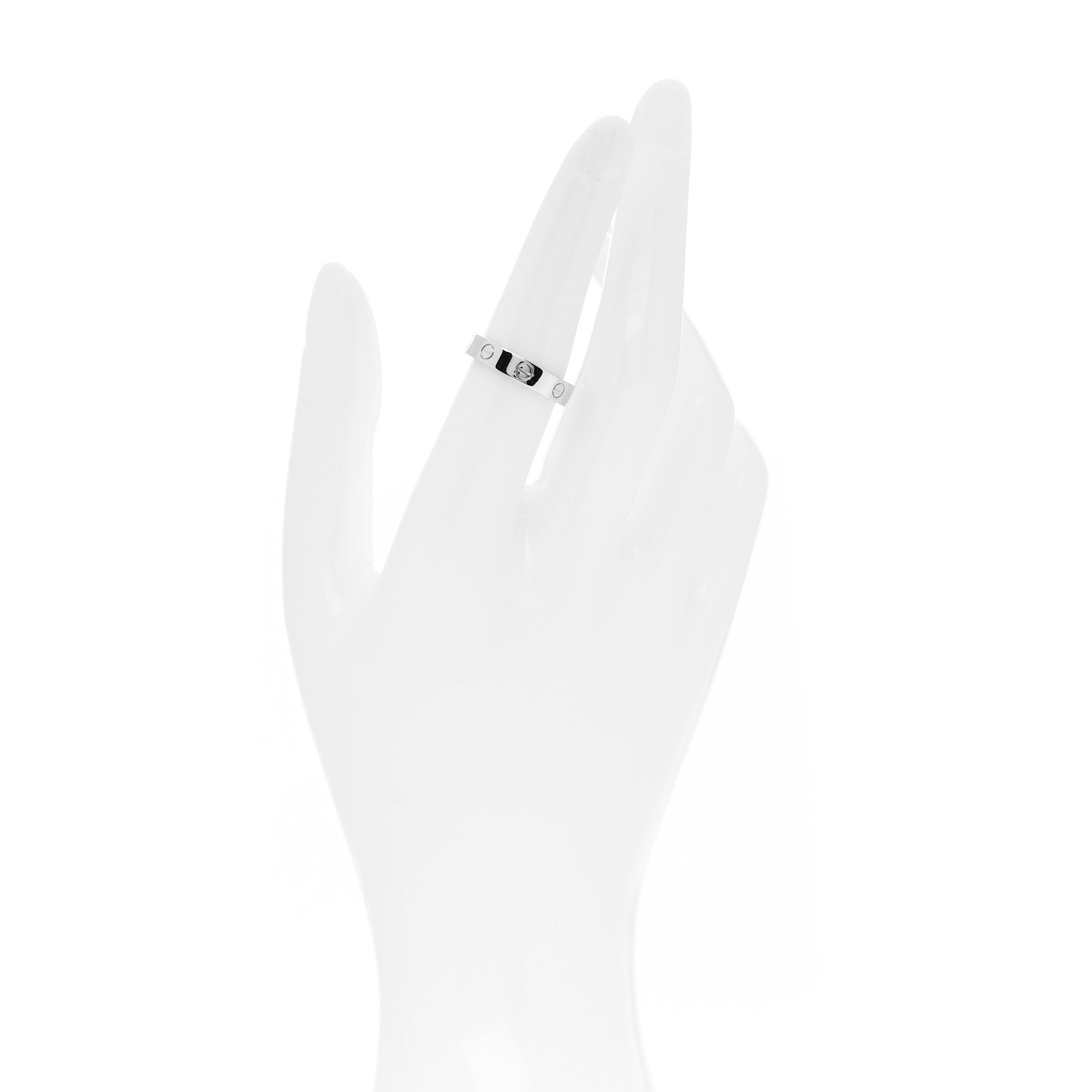 Cartier 18K White Gold Diamond 4mm LOVE Wedding Band Ring 53 6.5 2 of 4