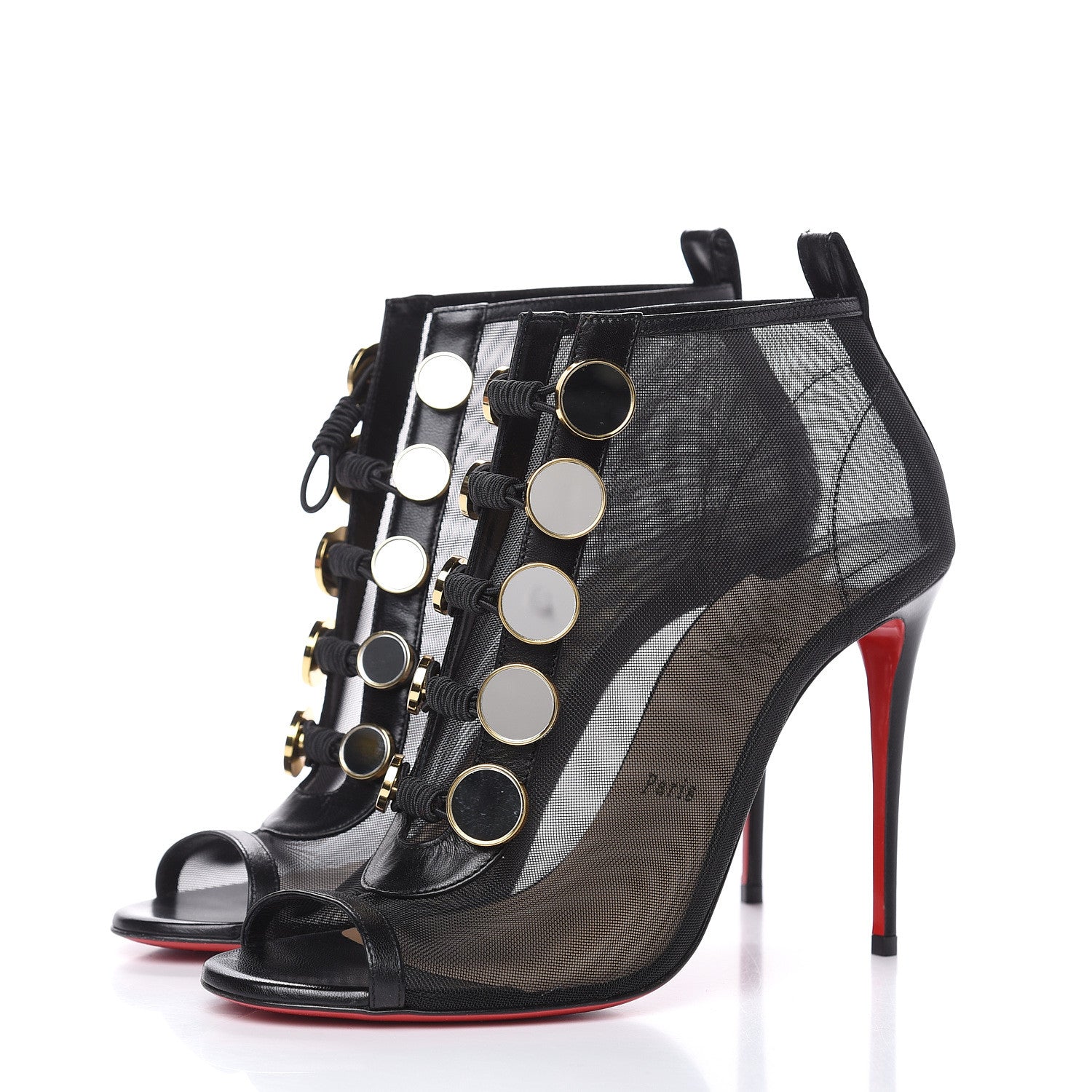 Christian Louboutin Mesh Nappa Marikate 100 Ankle Boots 39 Black 3 of 7