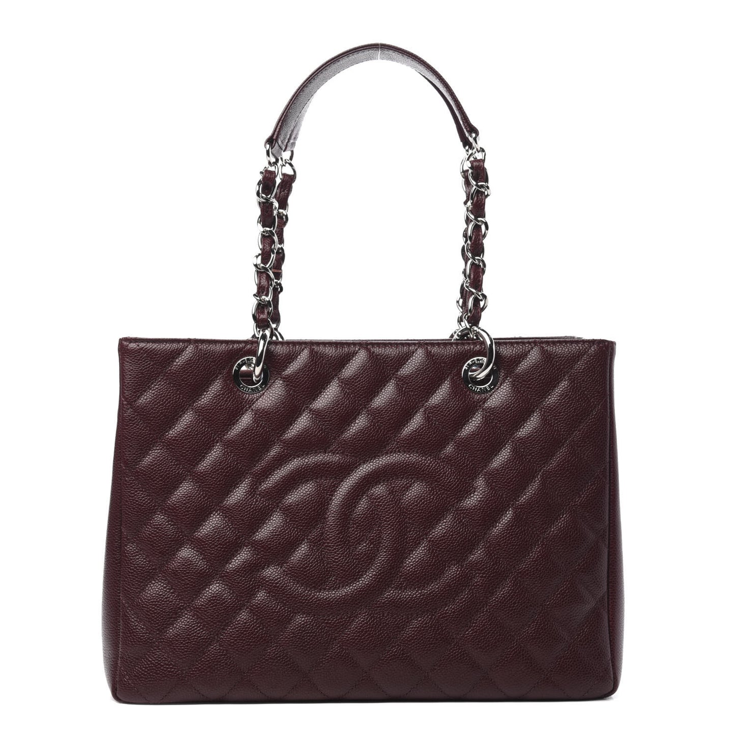 Caviar Quilted Grand Shopping Tote GST Dark Burgundy