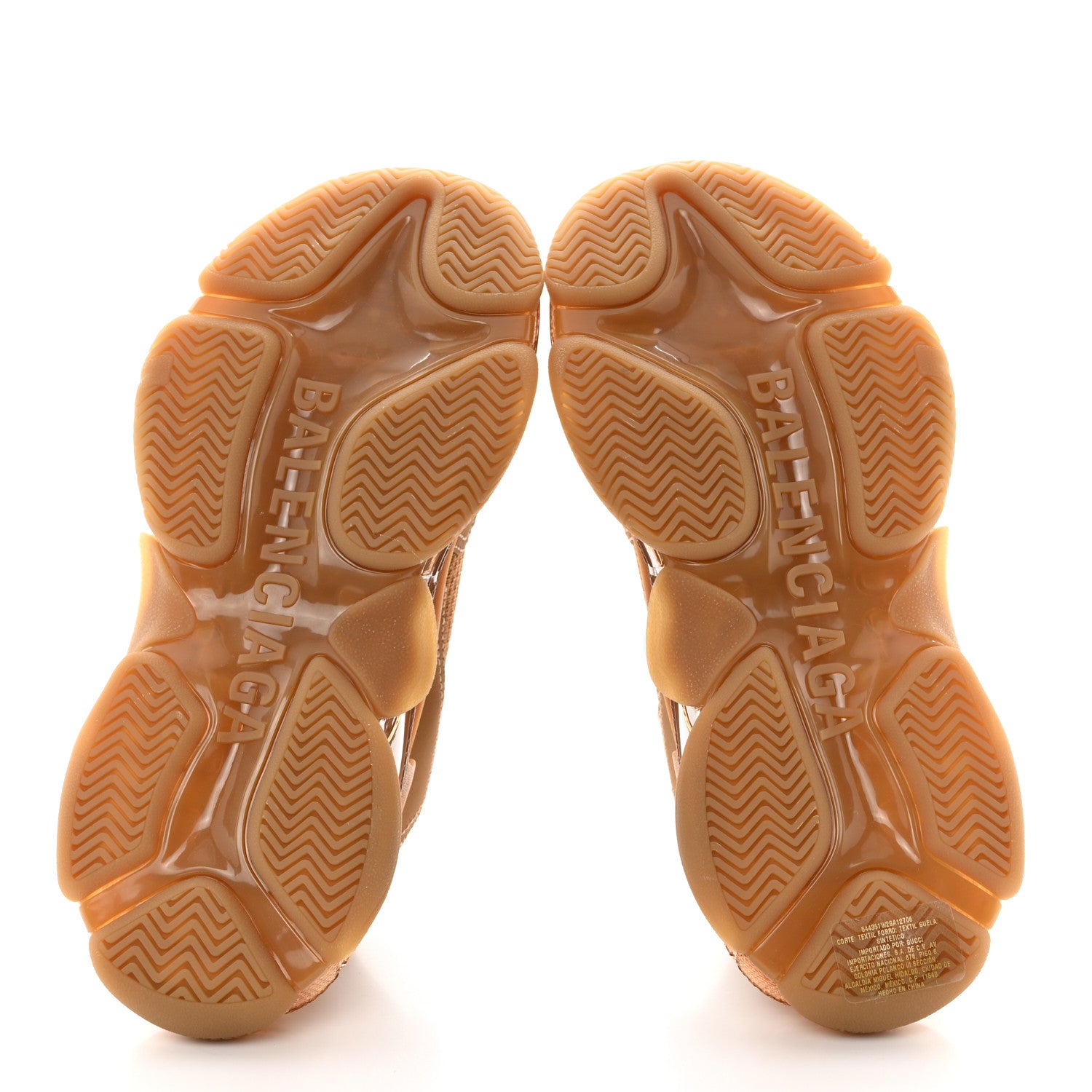 Balenciaga Fabric Mesh Clear Sole Womens Triple S Sneakers 37 Light Camel 5 of 9