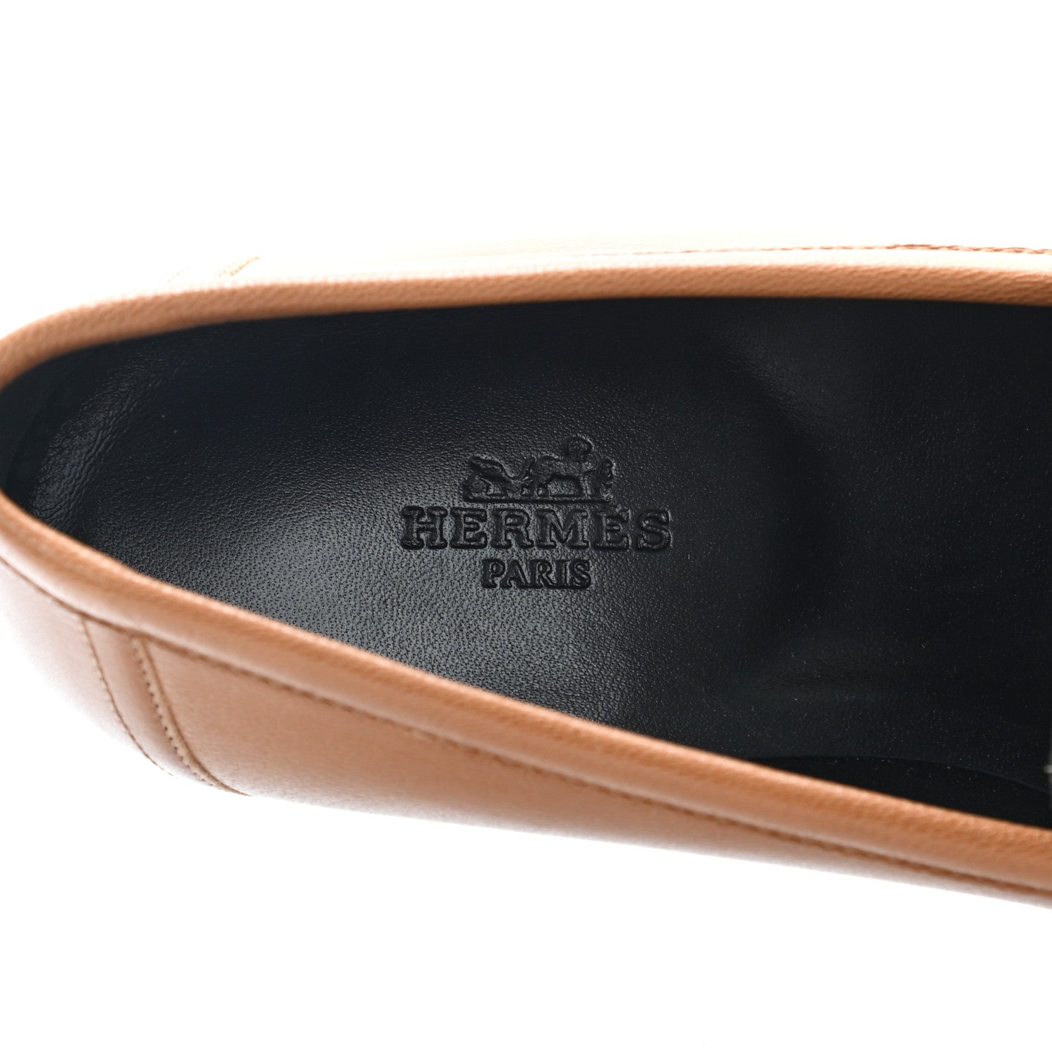 Hermes Goatskin Womens Paris Loafers 37.5 Gold 6 of 8