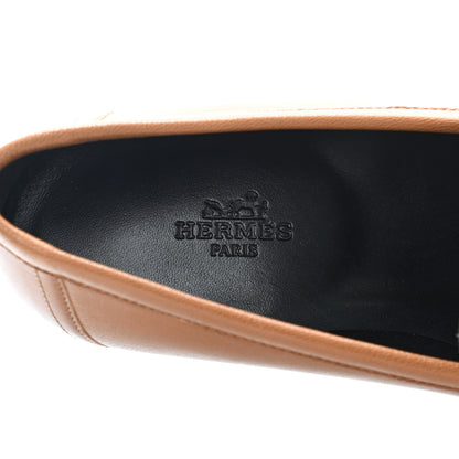 Hermes Goatskin Womens Paris Loafers 37.5 Gold 6 of 8