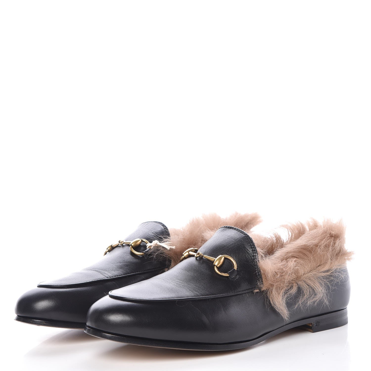 Gucci Malaga Kid Fur Womens Jordaan Loafers 38.5 Black Natural 3 of 8