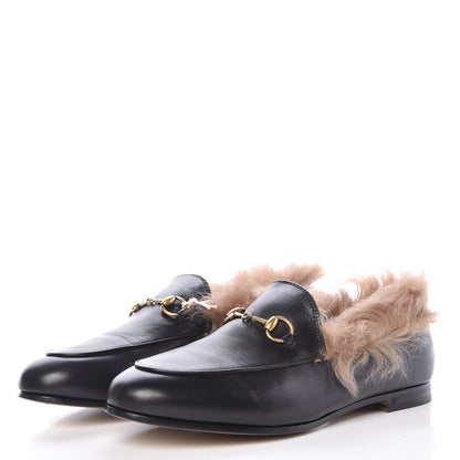 Gucci Malaga Kid Fur Womens Jordaan Loafers 38.5 Black Natural 3 of 8
