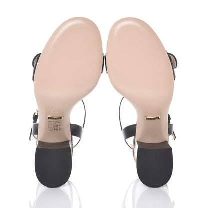 Gucci Lifford Calfskin GG Marmont Ankle Wrap 75mm Sandals 38.5 Black 5 of 8