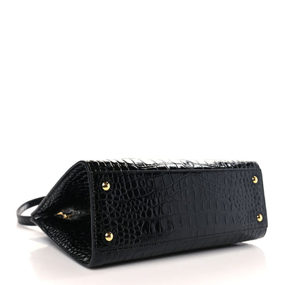Burberry Crocodile Embossed Calfskin Mini Frances Tote Black 4 of 9