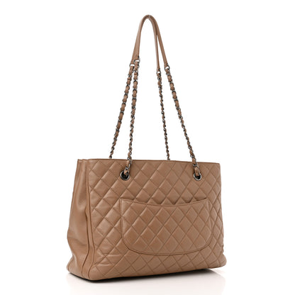 Chanel Grained Calfskin Quilted Large Zipped Shopping Tote Taupe 3 of 13