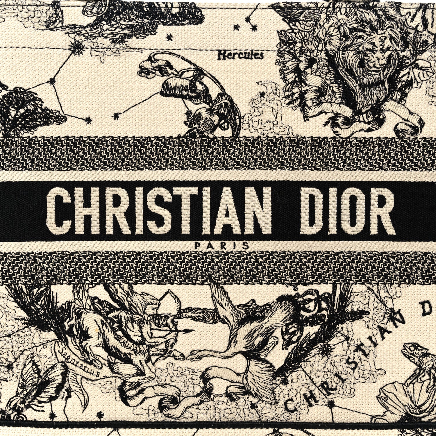 Christian Dior Canvas Zodiac Toile De Jouy Embroidered Medium Book Tote Latte 8 of 11