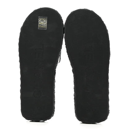 Chanel Raffia CC Espadrille Slip On Sandals 40 Black 5 of 9