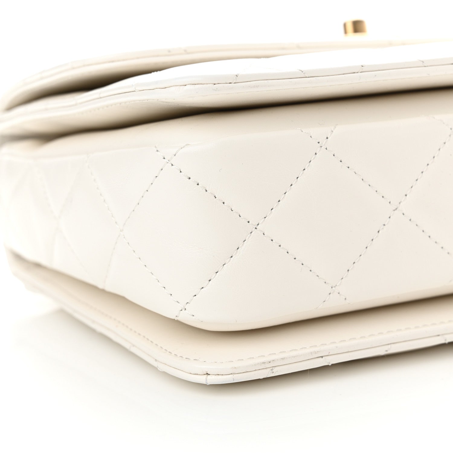 Chanel Shiny Calfskin Quilted Small Chain Top Handle Flap White 9 of 11