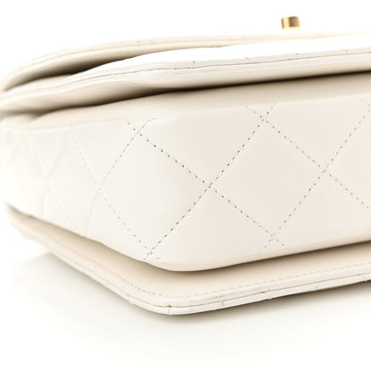 Chanel Shiny Calfskin Quilted Small Chain Top Handle Flap White 9 of 11