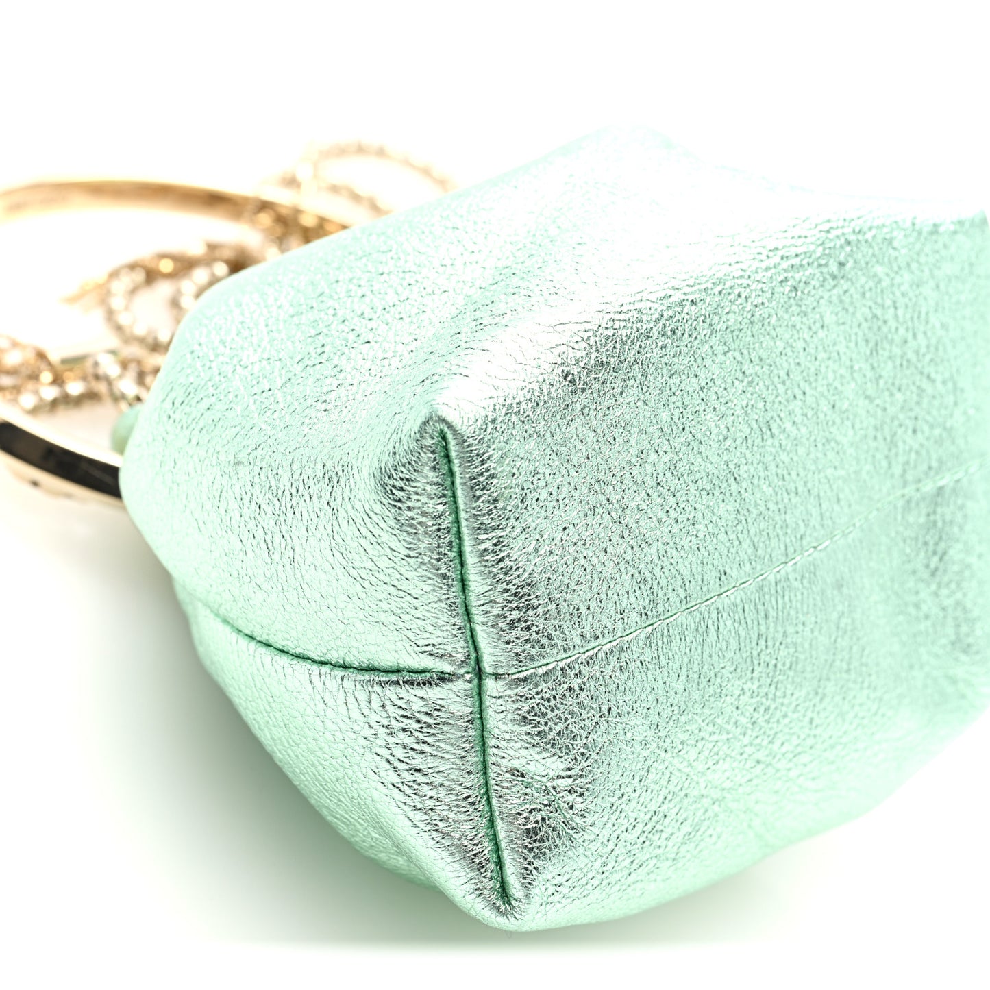 Metallic Nappa Micro Bon Bon Bag Smoke Green