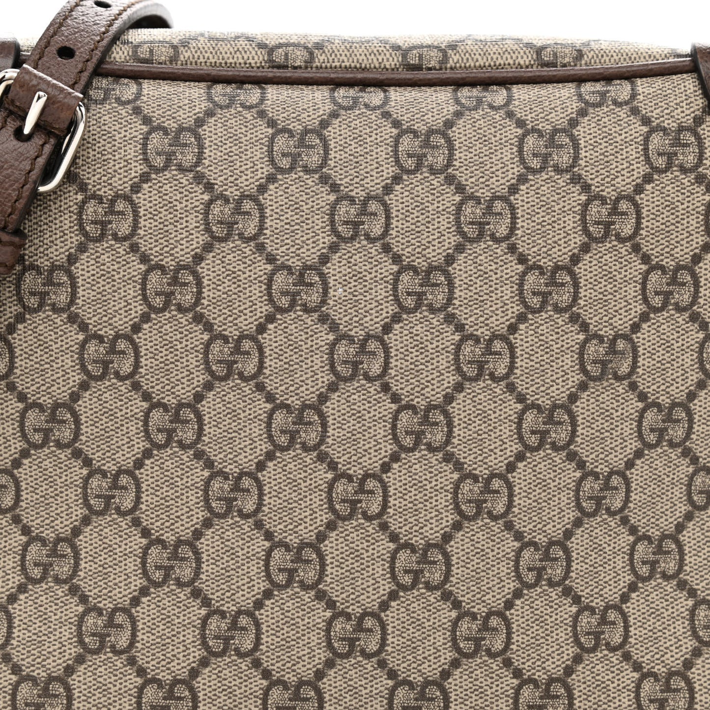 GG Supreme Monogram Textured Calfskin Square Messenger Bag Beige Ebony New Acero