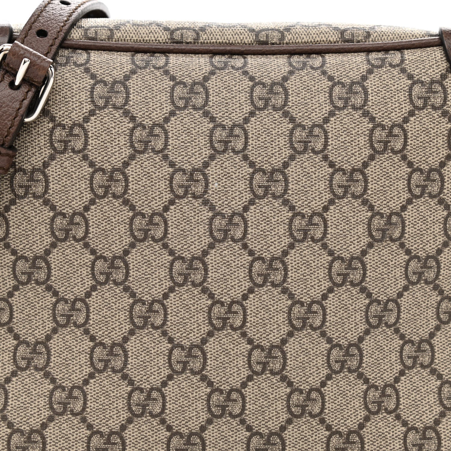 Gucci GG Supreme Monogram Textured Calfskin Square Messenger Bag Beige Ebony New Acero 8 of 10