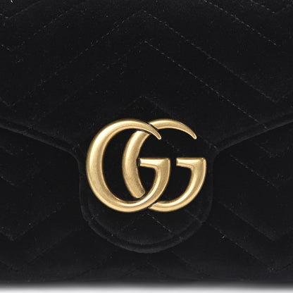 Gucci Velvet Matelasse GG Marmont Chain Wallet Black 10 of 10