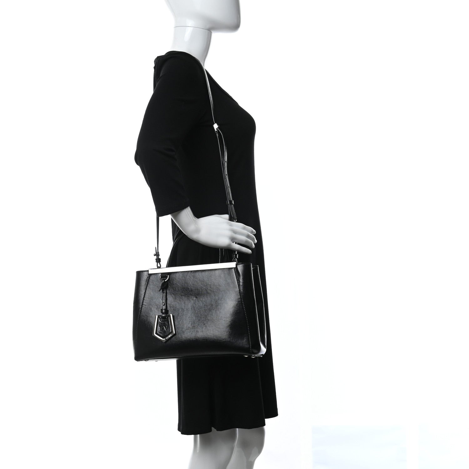 Fendi Patent Vitello Elite Petite 2Jours Tote Black 2 of 12