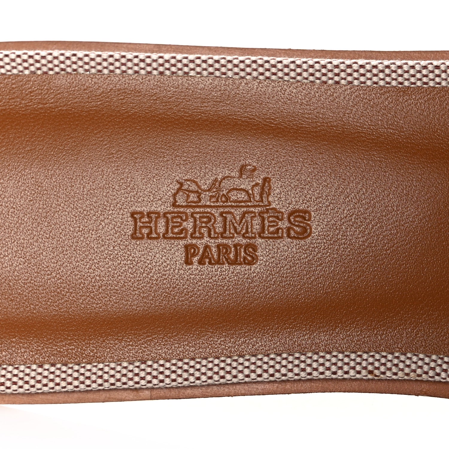 Hermes Calfskin Canvas Oran Sandals 39 Noisette Beige Dore 7 of 9