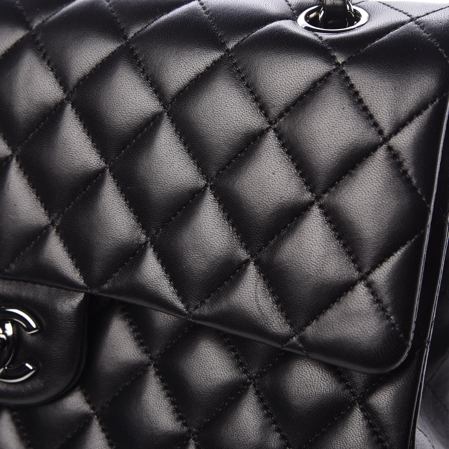 Chanel Lambskin Quilted Medium Double Flap Black 9 of 12