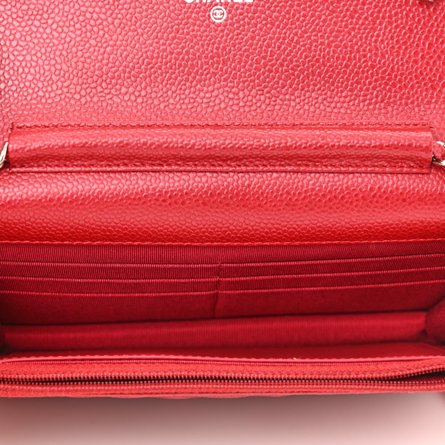 Chanel Caviar Quilted Wallet On Chain WOC Red 5 of 12