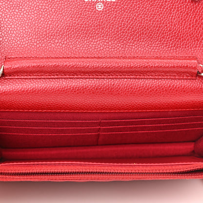 Chanel Caviar Quilted Wallet On Chain WOC Red 5 of 12