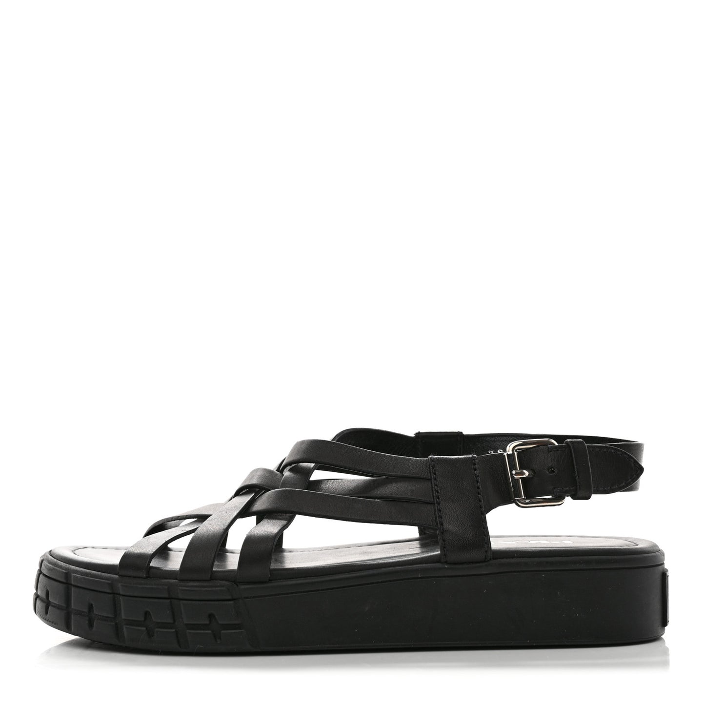 Natural Calfskin Buckled Slingback 30mm Sandals 38 Black