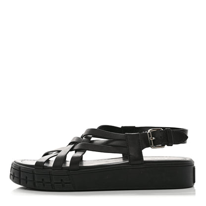 Prada Natural Calfskin Buckled Slingback 30mm Sandals 38 Black 1 of 8