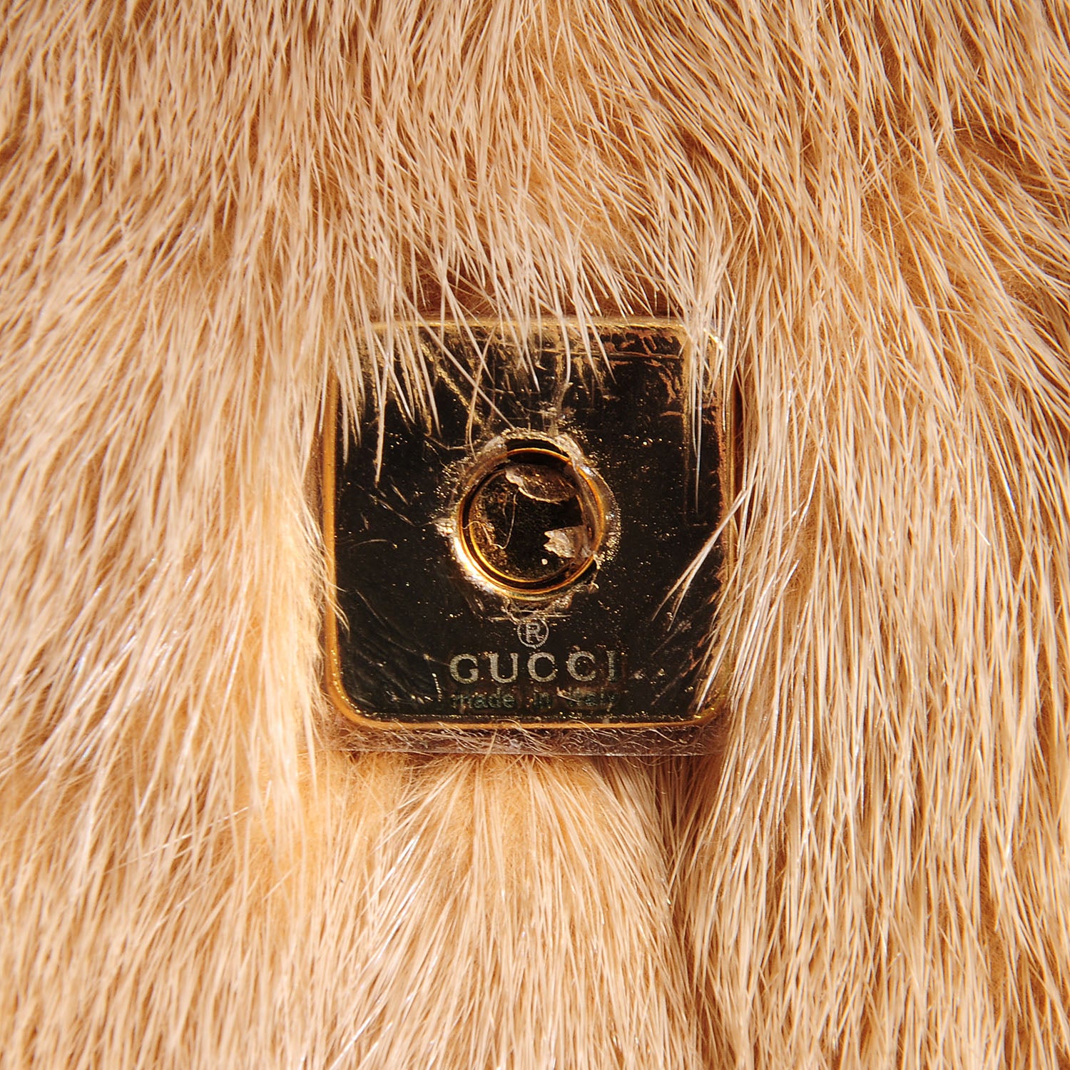 Gucci Mink Ostrich Tiger Head Leather Flap Bag Tan 9 of 9