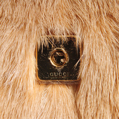 Gucci Mink Ostrich Tiger Head Leather Flap Bag Tan 9 of 9