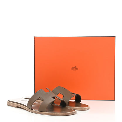 Hermes Epsom Oran Sandals 38.5 Etoupe 9 of 9
