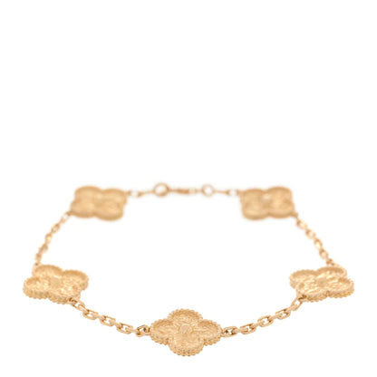 Van Cleef & Arpels 18K Yellow Gold 5 Motifs Vintage Alhambra Bracelet 1 of 3