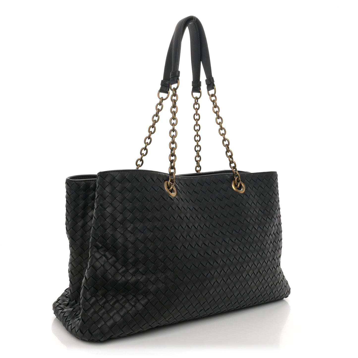 Nappa Intrecciato Medium Classic Chain Strap Tote Black