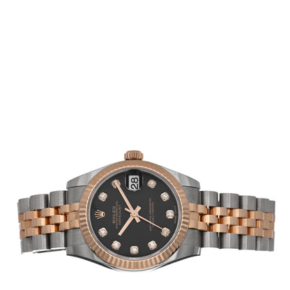 Rolex Stainless Steel 18K Everose Gold Diamond 31mm Oyster Perpetual Datejust Watch Black 178271 2 of 4