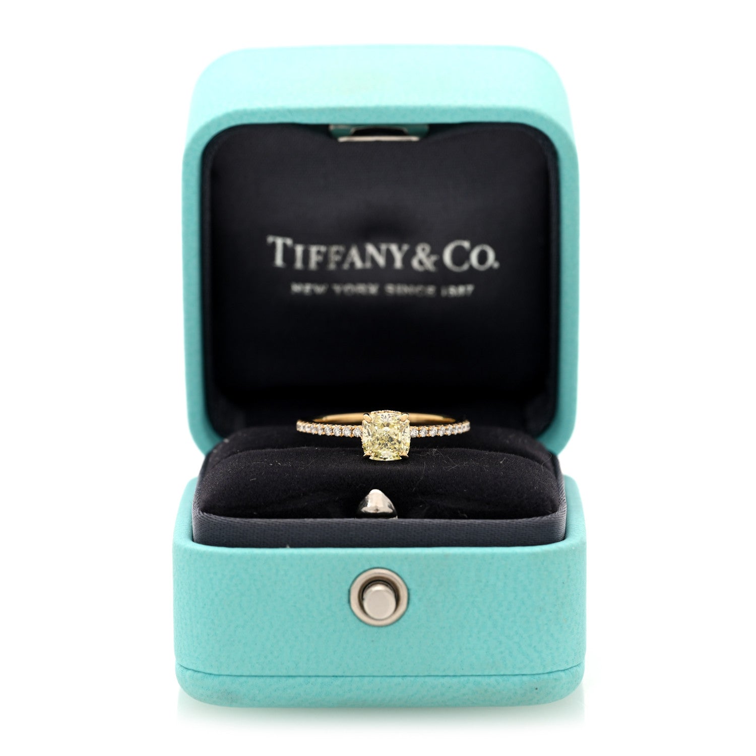 Tiffany 18K Yellow Gold Fancy Yellow Diamond 1.07ct Novo Cushion Cut Engagement Ring 54 6.75 6 of 6