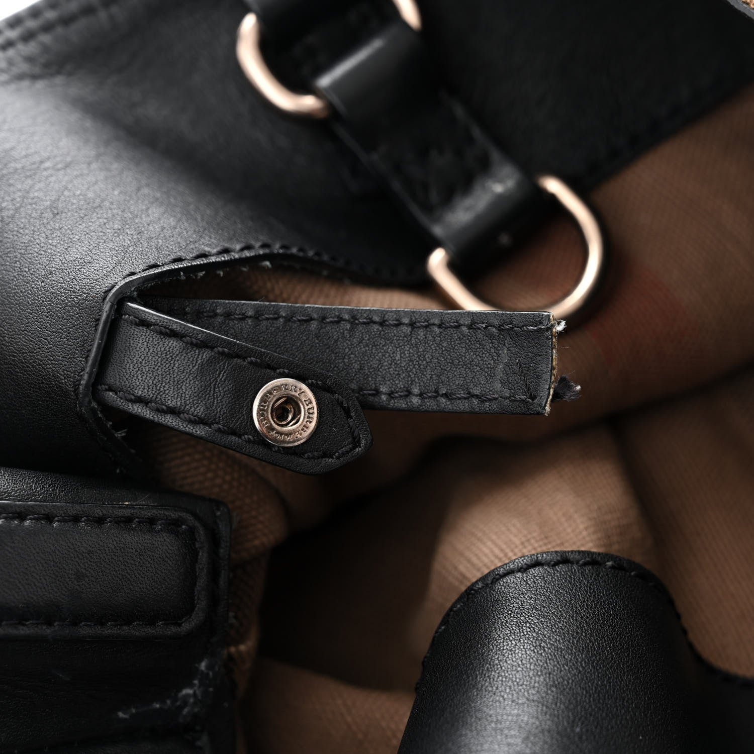 Burberry Canvas Mega Check Medium Ashby Hobo Black 21 of 22