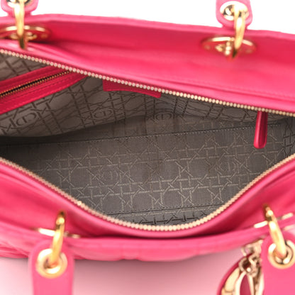 Christian Dior Lambskin Cannage Large Lady Dior Fuchsia 5 of 15