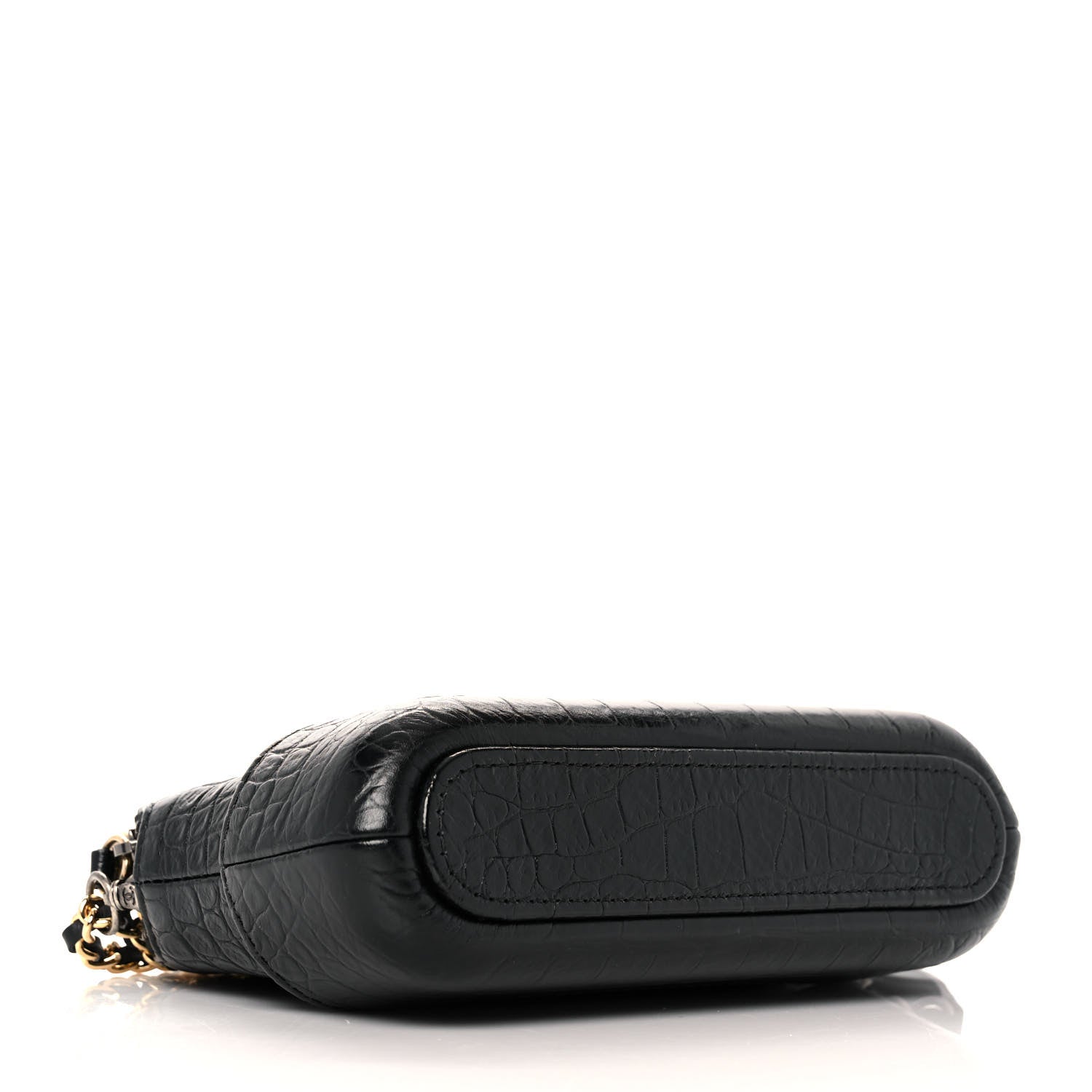 Chanel Calfskin Crocodile Embossed Small Gabrielle Clutch With Chain Black 3 of 11