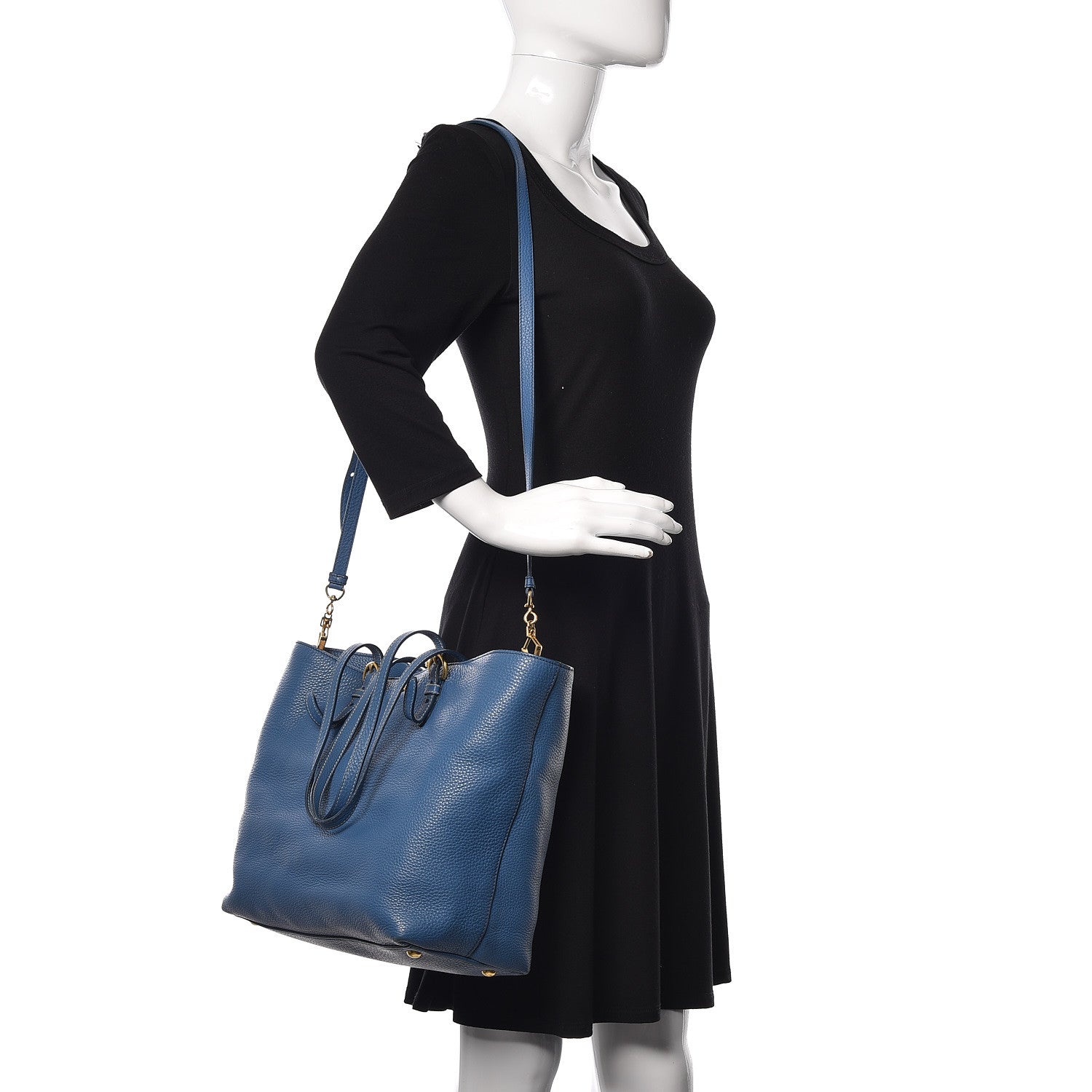 Miu Miu Vitello Daino Shopping Tote Cobalto 2 of 12