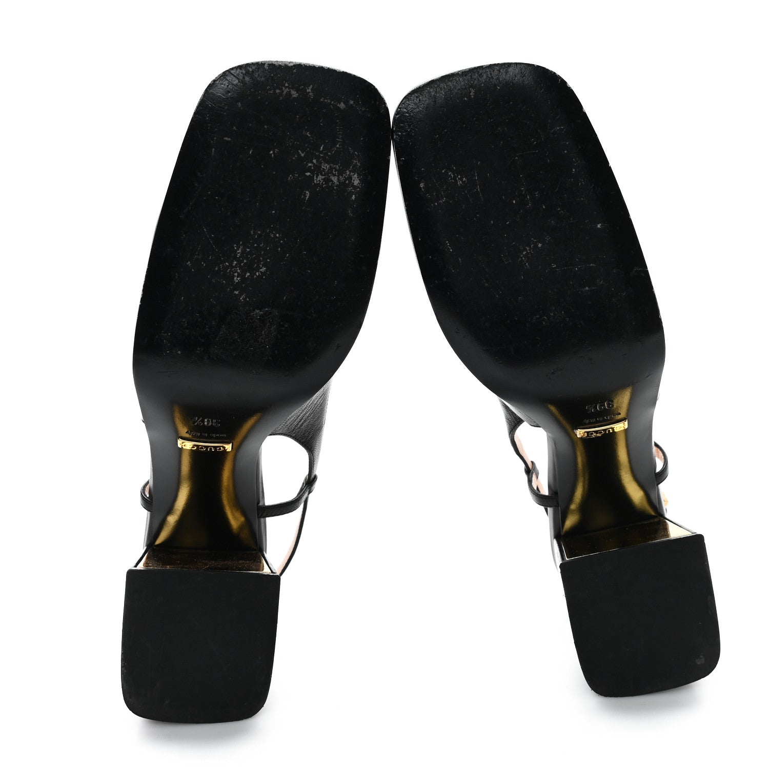 Gucci Malaga Kid Horsebit 75mm Slingback Pumps 39.5 Black 6 of 9