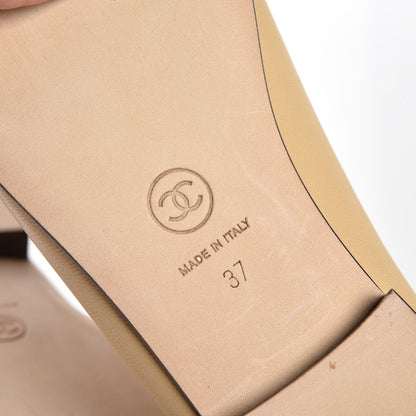Chanel Lambskin Cap Toe Ballerina Flats 37 Beige Black 8 of 9